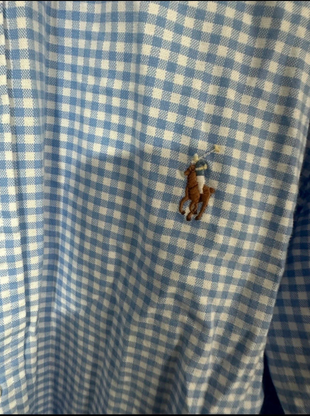 Polo Ralph Lauren Gingham Button-Down Shirt XXL Blue White Classic Fit 3