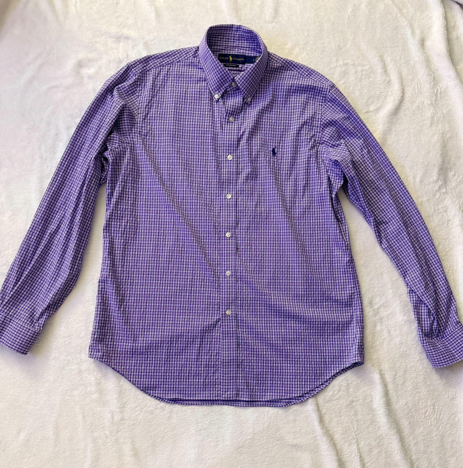Mens Ralph Lauren Performance Gingham Button-Down Shirt Size L Purple 2