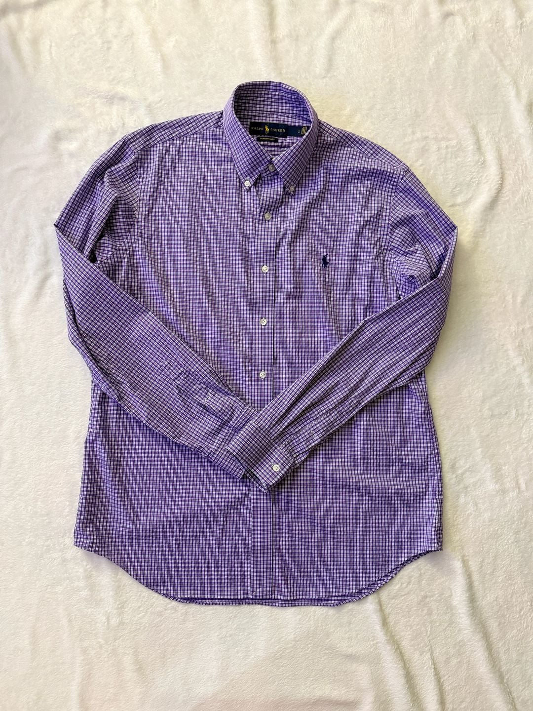 Mens Ralph Lauren Performance Gingham Button-Down Shirt Size L Purple 3