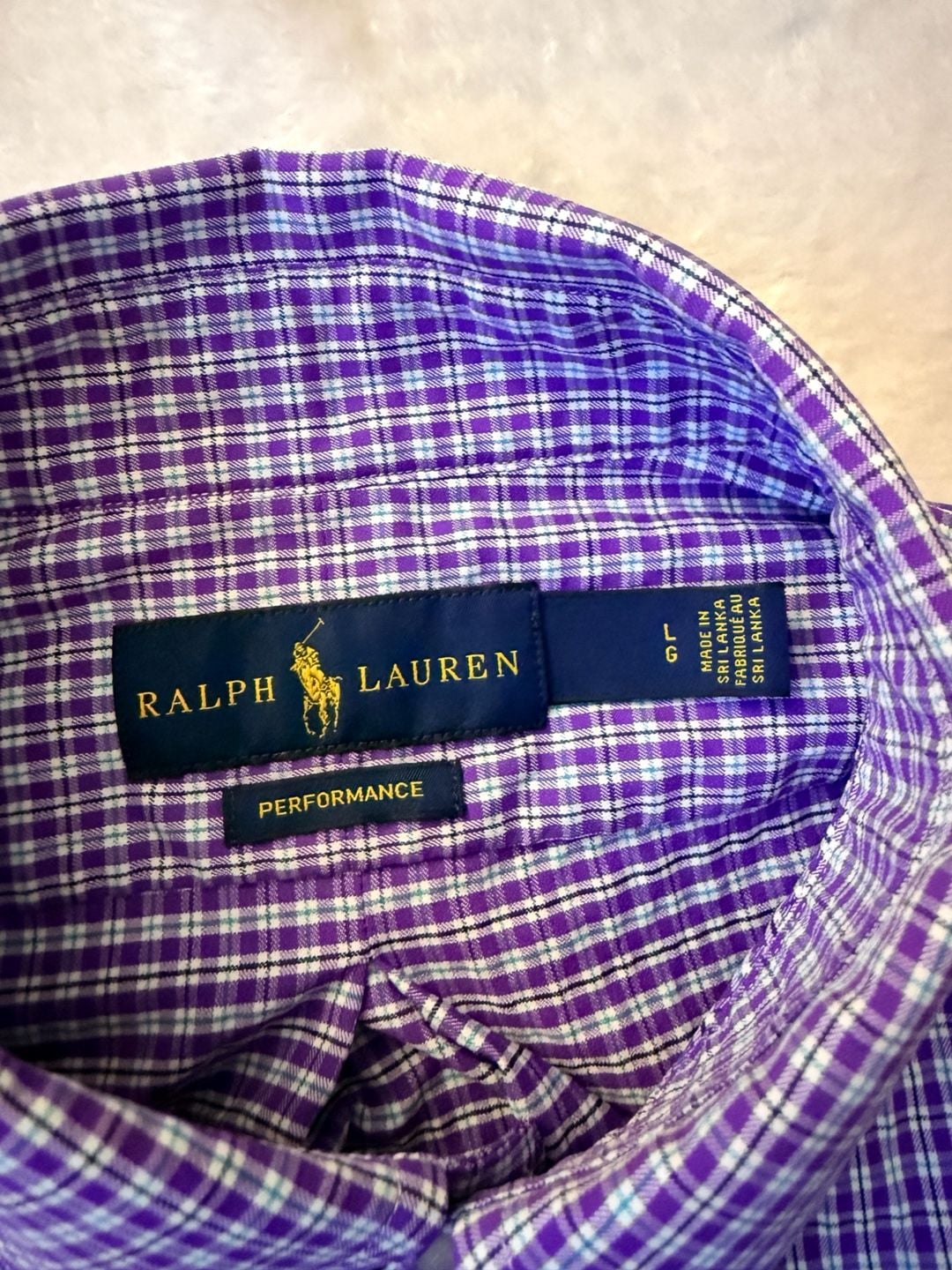 Mens Ralph Lauren Performance Gingham Button-Down Shirt Size L Purple 5