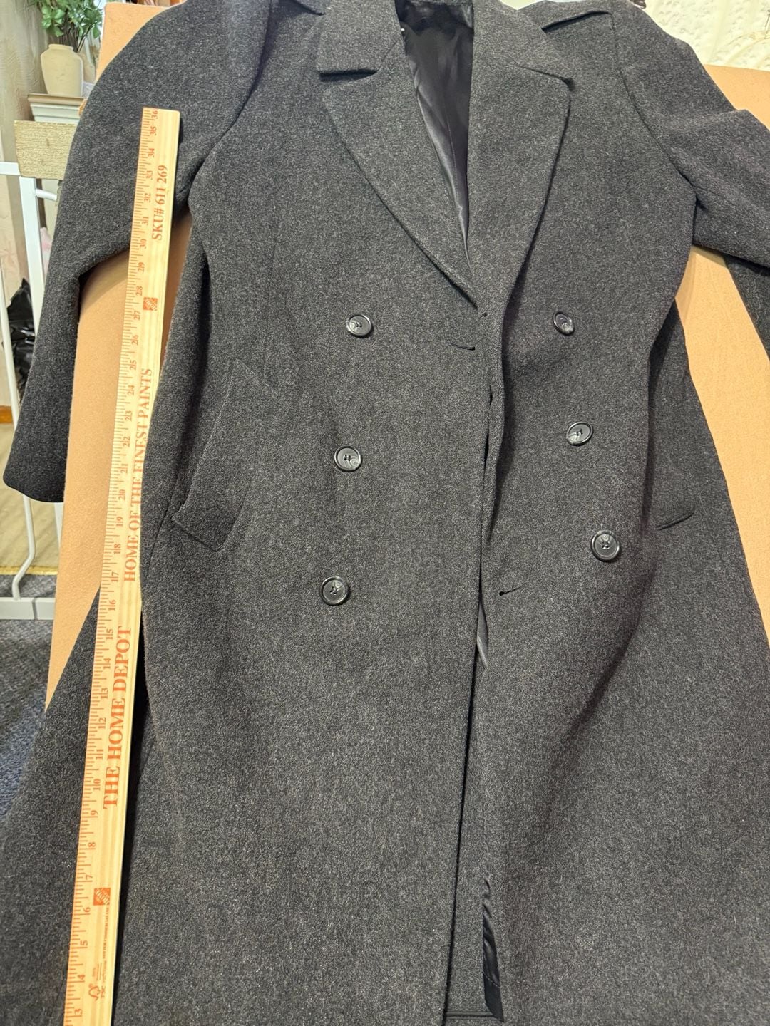 London Fog Vintage Wool Blend Double Breasted Overcoat Charcoal 3