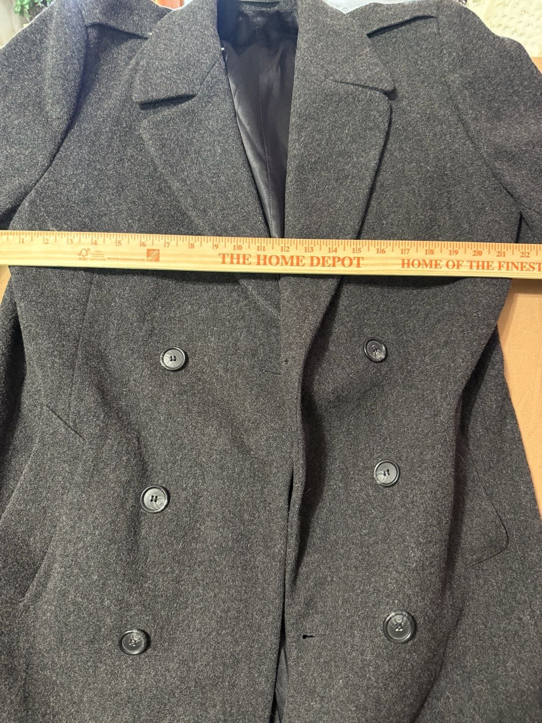 London Fog Vintage Wool Blend Double Breasted Overcoat Charcoal 5