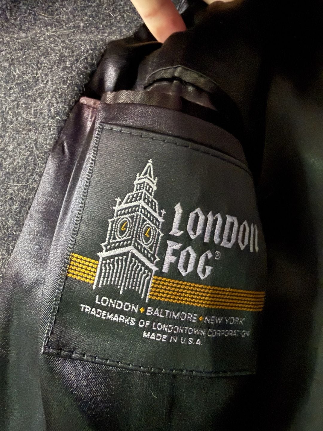 London Fog Vintage Wool Blend Double Breasted Overcoat Charcoal 6
