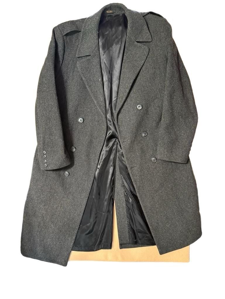 London Fog Vintage Wool Blend Double Breasted Overcoat Charcoal 2