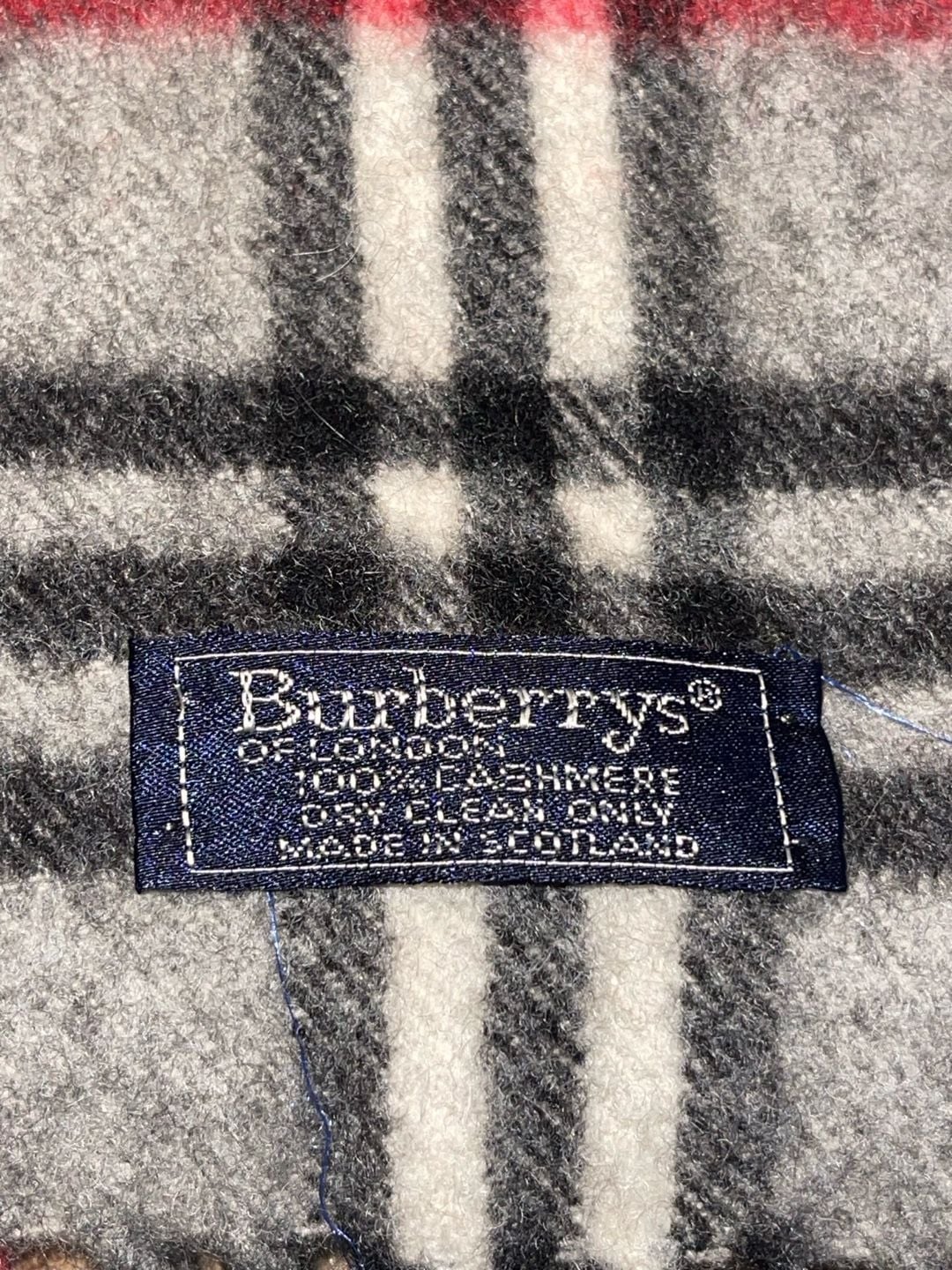 Burberrys London 100% Cashmere Gray Nova Check Plaid Fringe Scarf 2