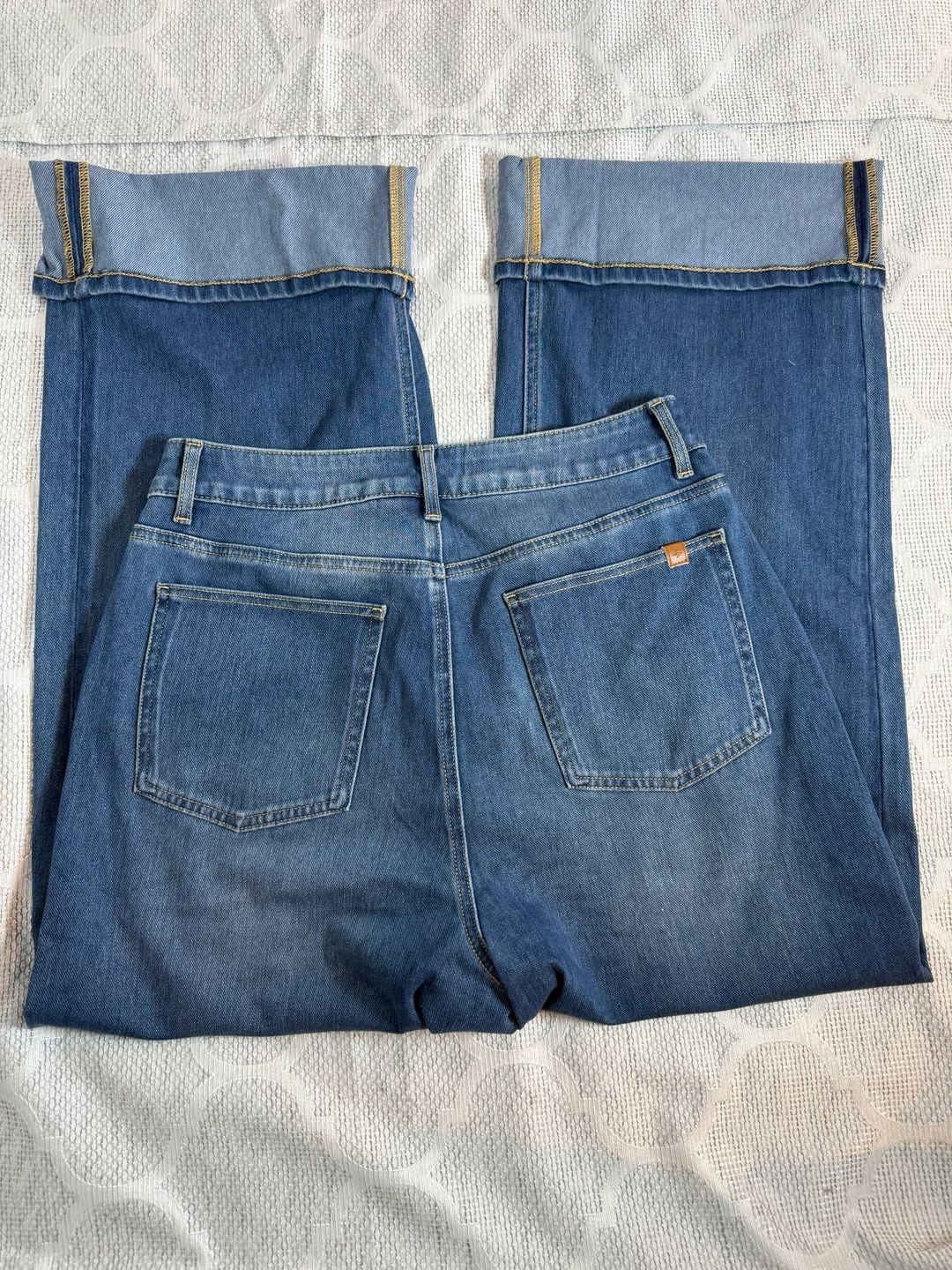 Halara Flex Mid Rise Rolled Hem Straight Leg Jeans 3