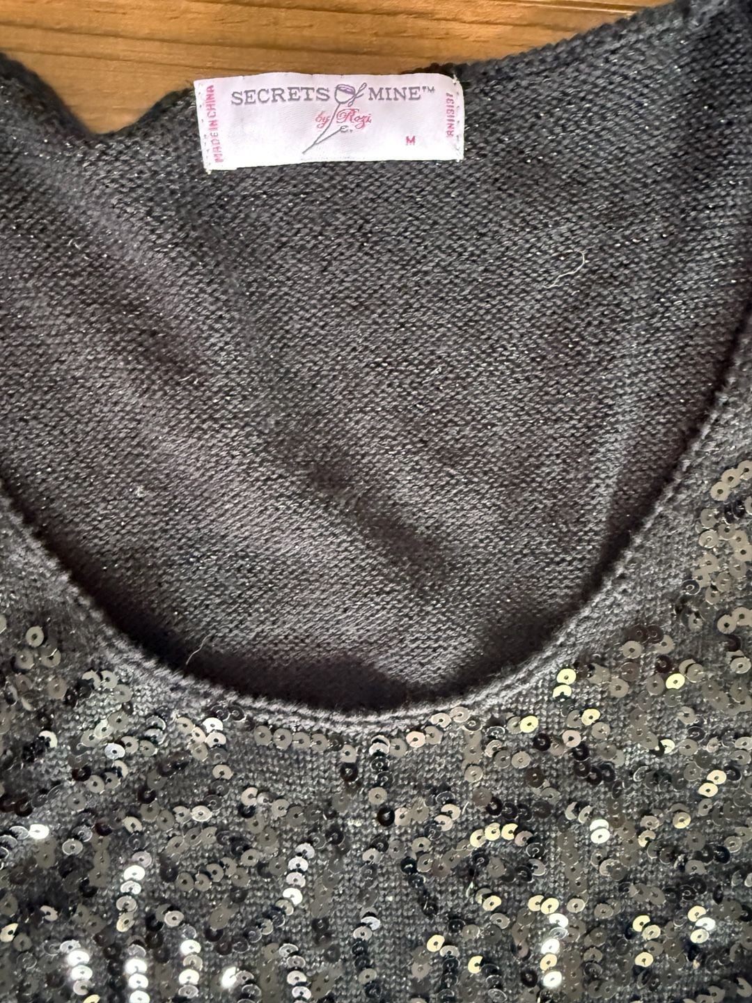 Secrets Of Mine Sequin Tank Top Size M Black Ruffle Hem 3