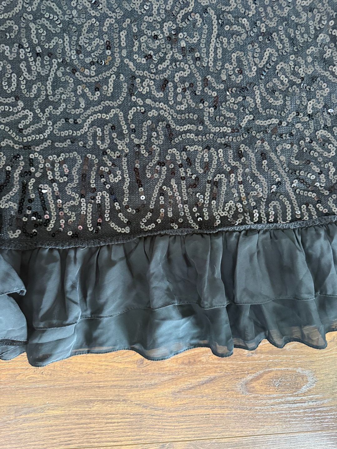 Secrets Of Mine Sequin Tank Top Size M Black Ruffle Hem 5