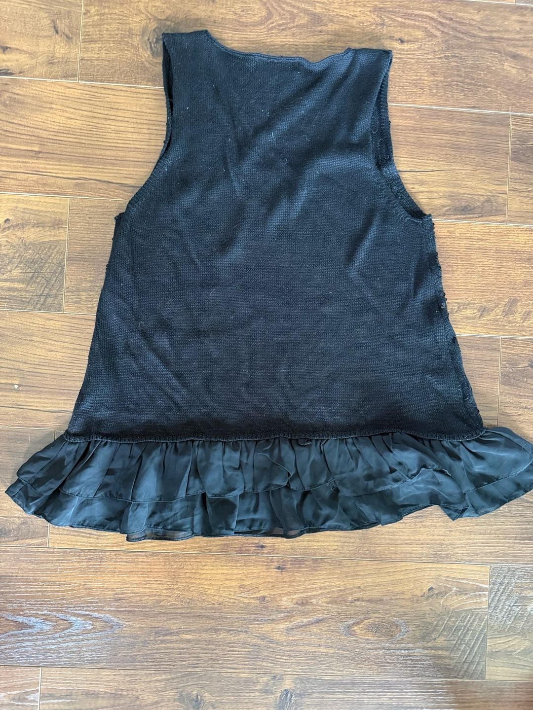 Secrets Of Mine Sequin Tank Top Size M Black Ruffle Hem 6
