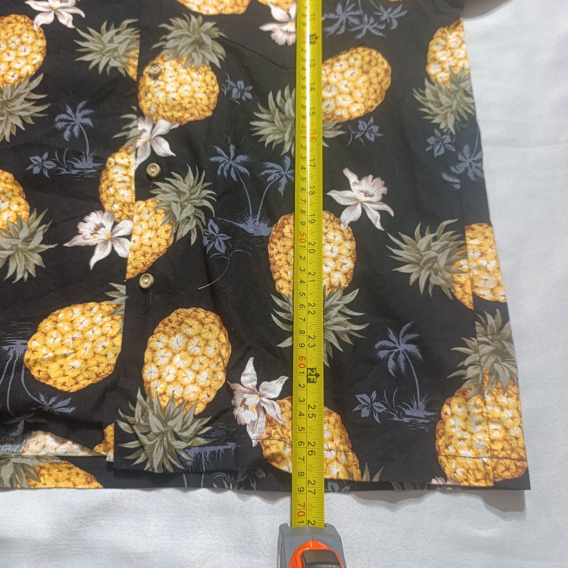 RJC Hawaiian Shirt Size M Black Pineapple Aloha Button Down 8