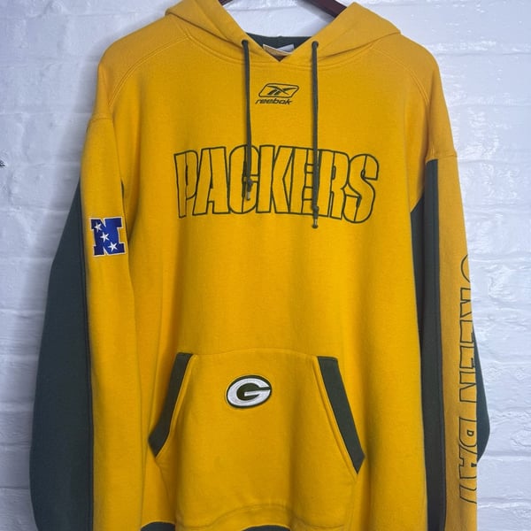Reebok Green Bay Packers Hoodie Size L Yellow Green NFL