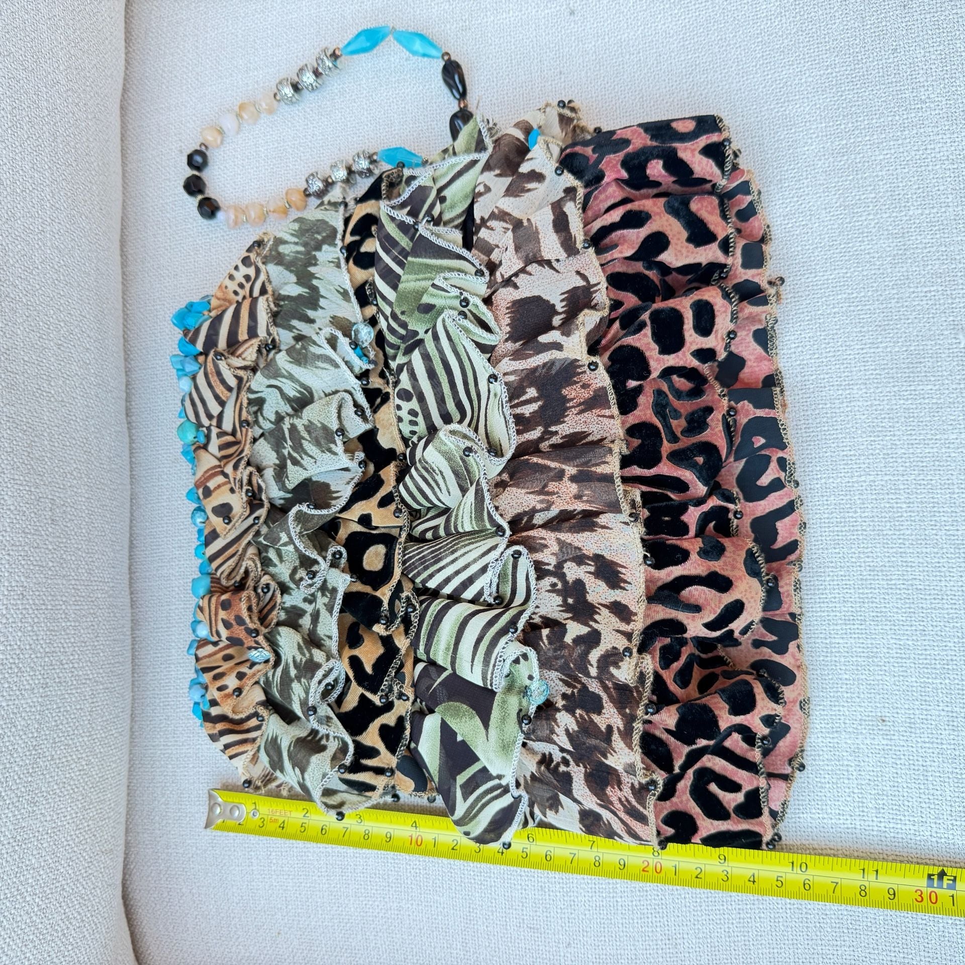 Mary Frances Bag 853 Animal Print Ruffle Turquoise Beaded Shoulder Bag 5
