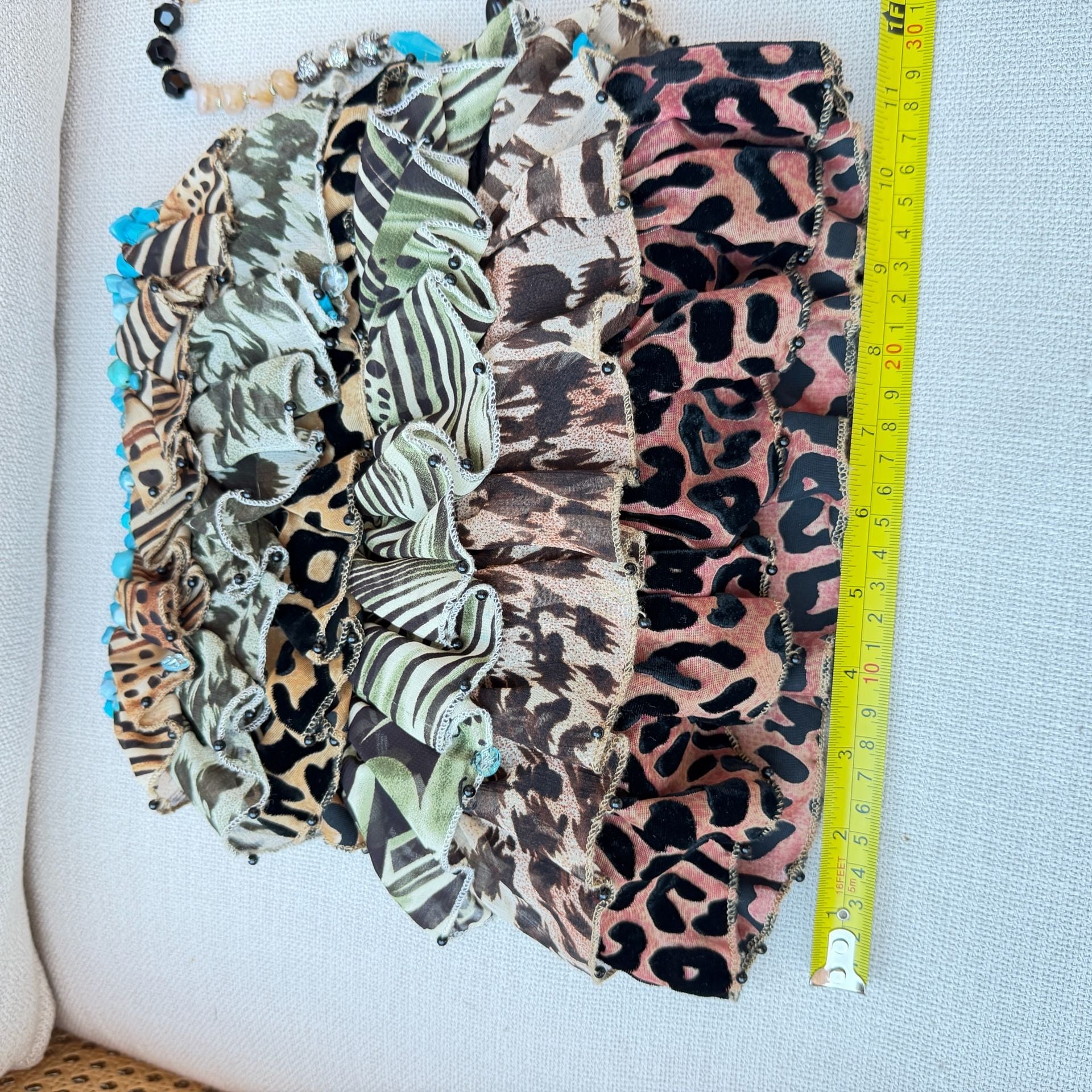 Mary Frances Bag 853 Animal Print Ruffle Turquoise Beaded Shoulder Bag 6