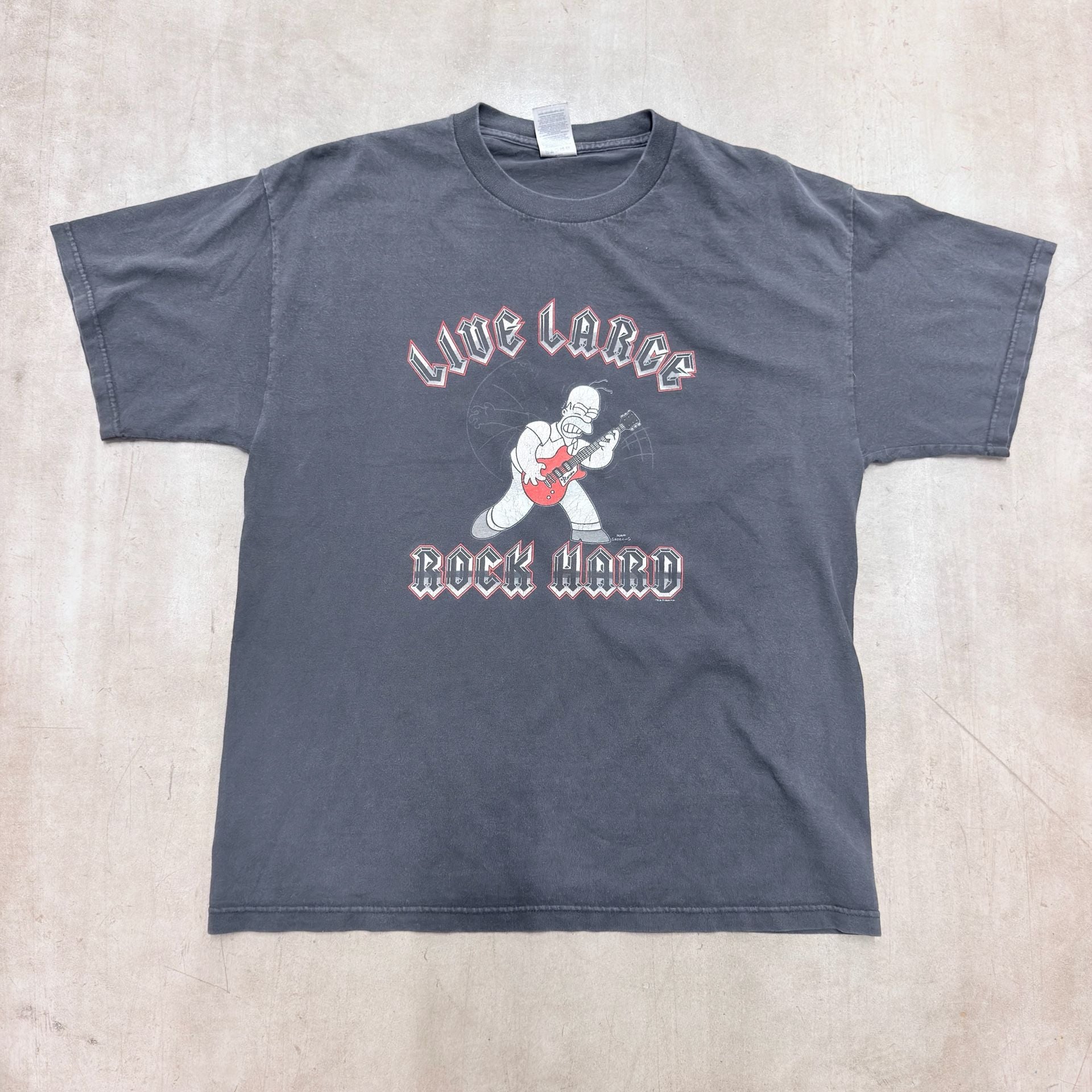 The Simpsons Homer Simpson Live Large Rock Hard T-Shirt Size Large Black 1