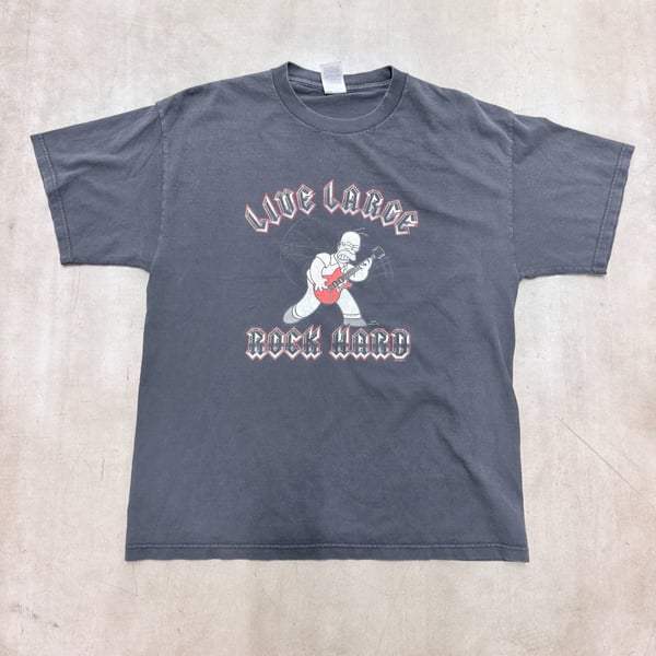 The Simpsons Homer Simpson Live Large Rock Hard T-Shirt Size Large Black