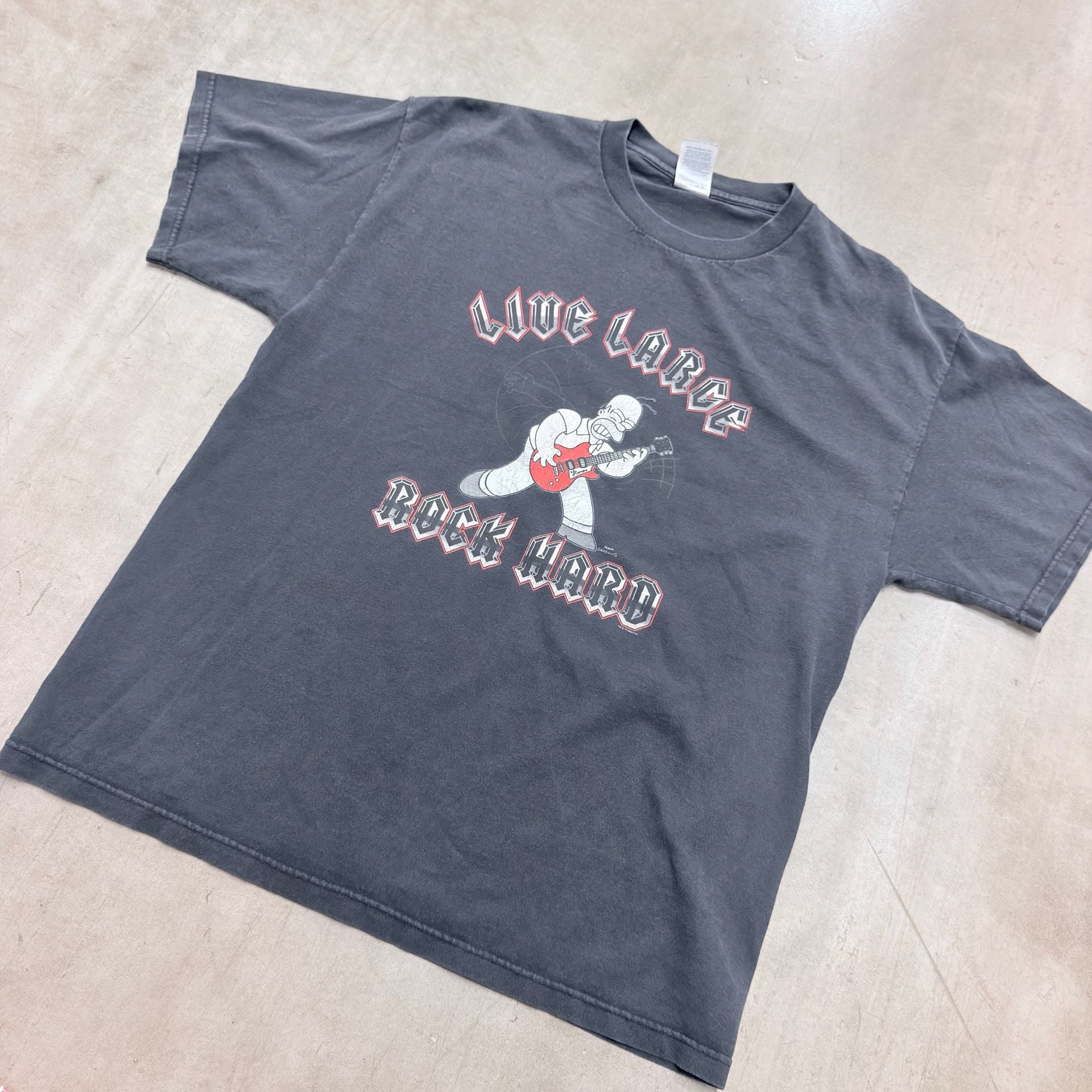 The Simpsons Homer Simpson Live Large Rock Hard T-Shirt Size Large Black 2
