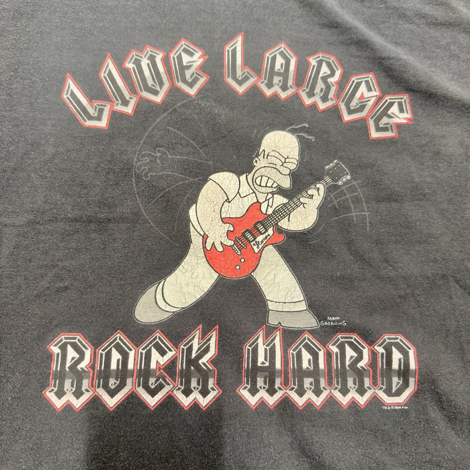 The Simpsons Homer Simpson Live Large Rock Hard T-Shirt Size Large Black 3