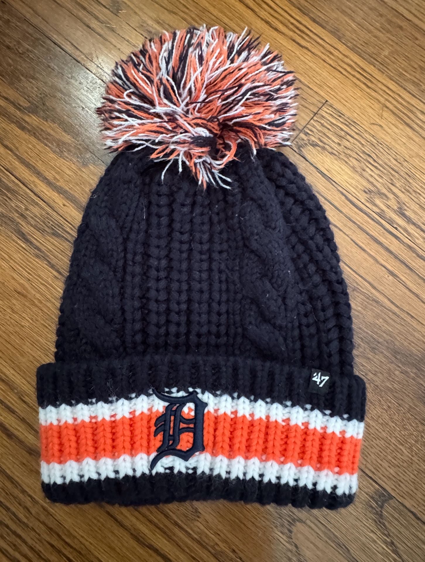 '47 Detroit Tigers Women's Ashfield Cuffed Knit Hat with Pom Navy 2
