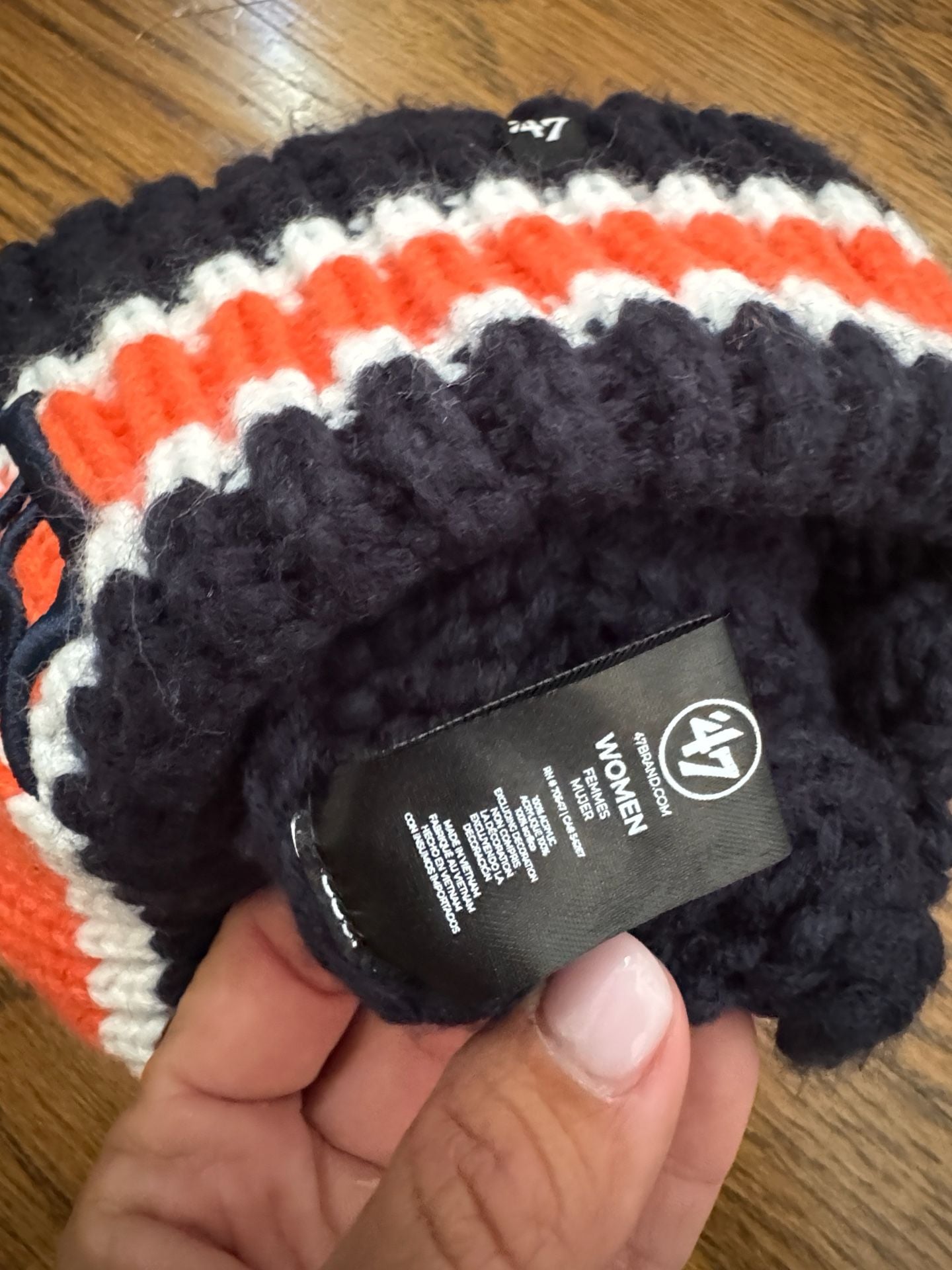 '47 Detroit Tigers Women's Ashfield Cuffed Knit Hat with Pom Navy 4