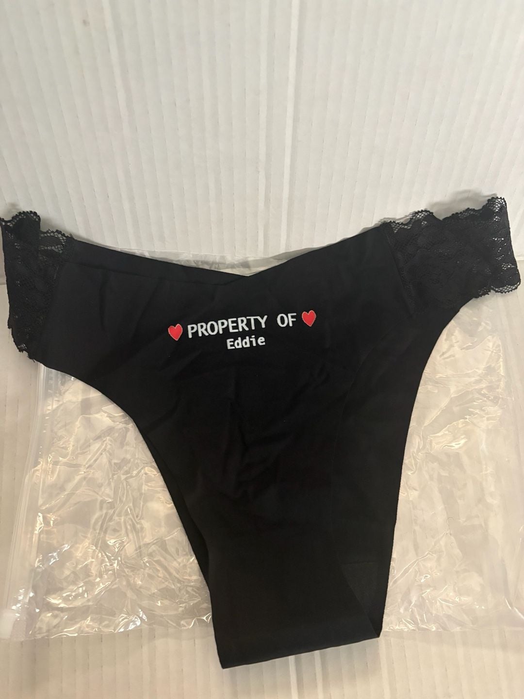 Custom Property of Eddie Women's Lace Trim Panties Black 3