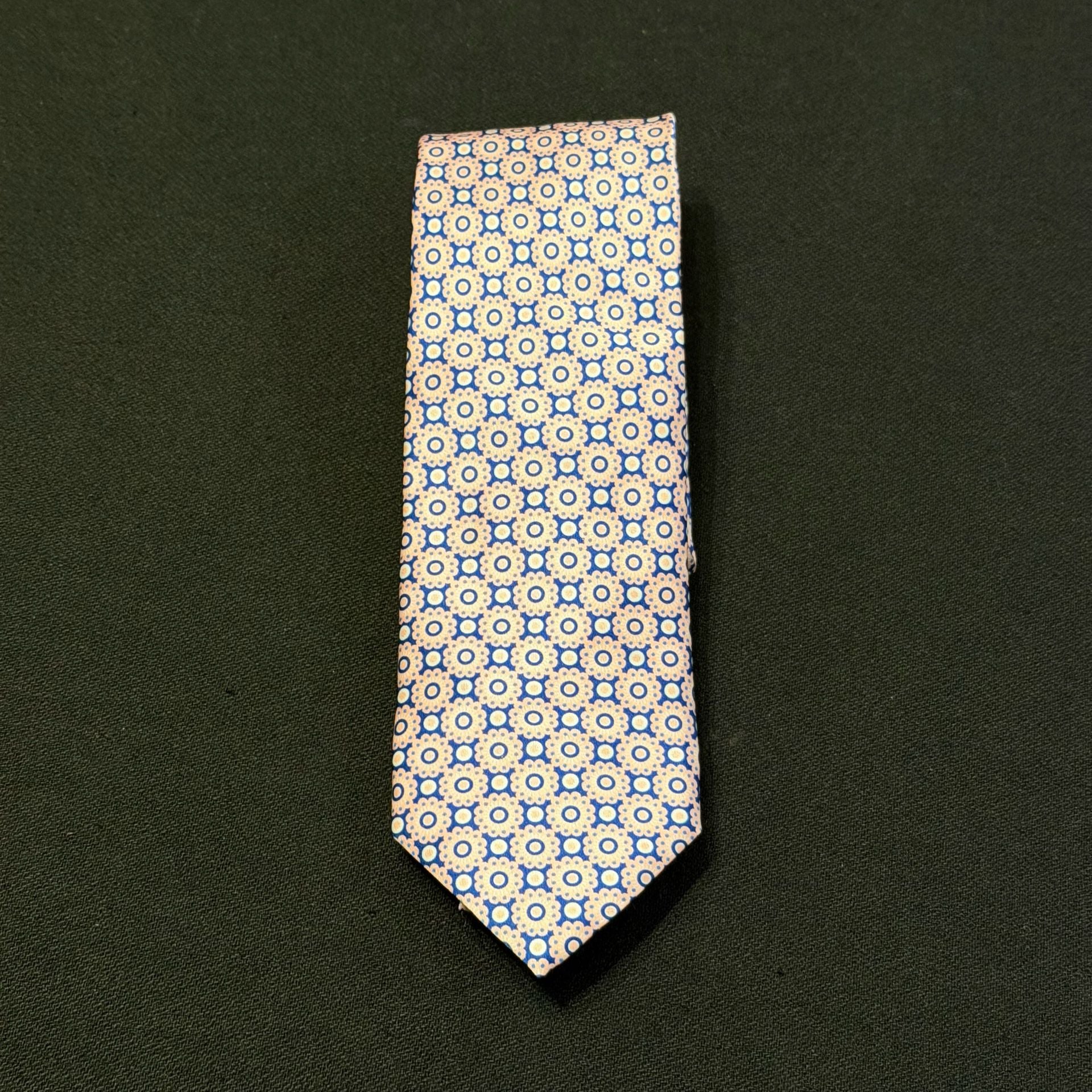 Barneys New York Silk Geometric Tie Blue Pink Made In Italy 1