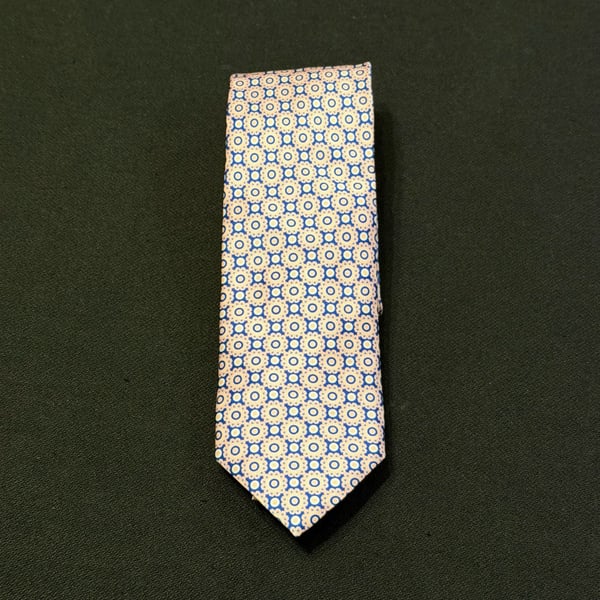 Barneys New York Silk Geometric Tie Blue Pink Made In Italy