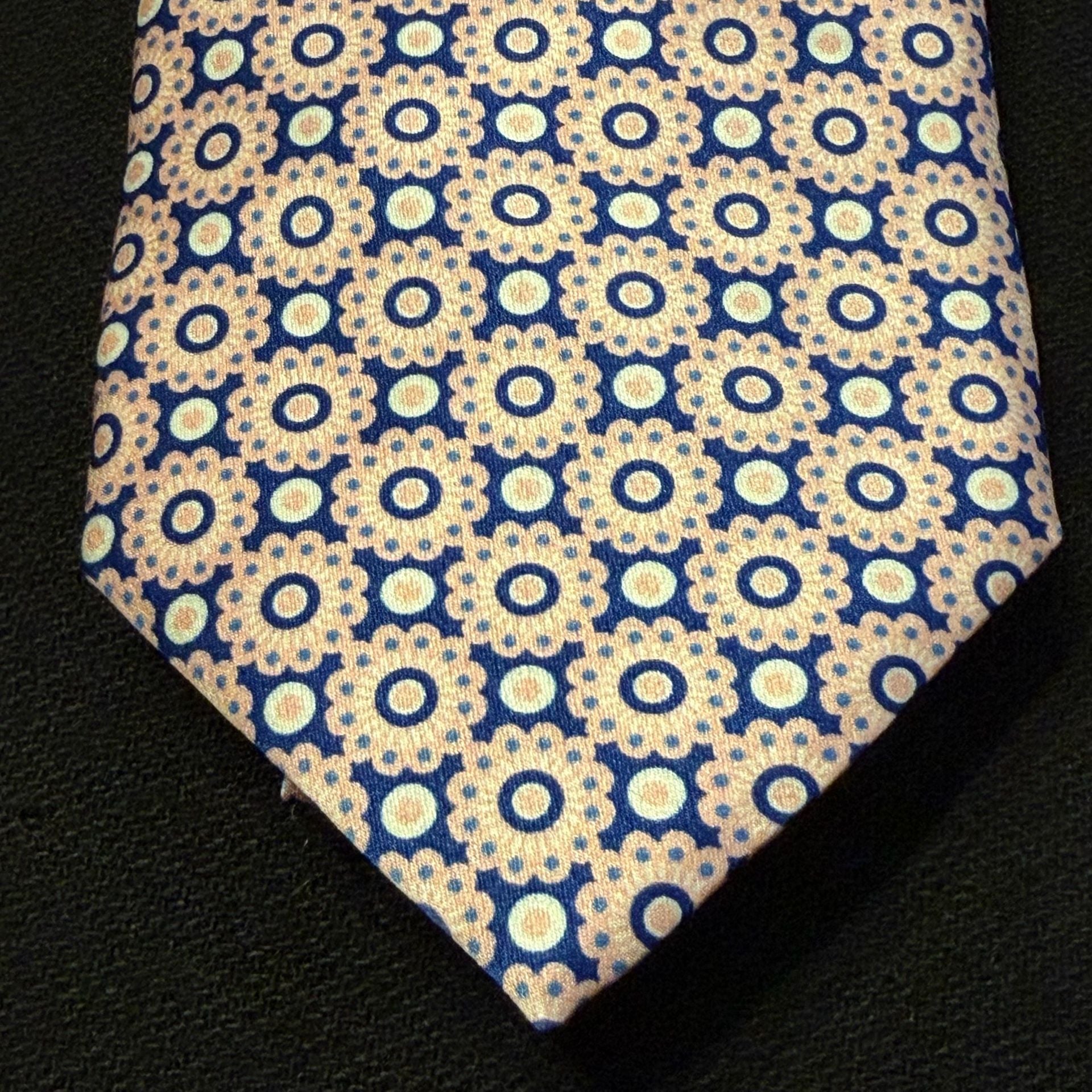 Barneys New York Silk Geometric Tie Blue Pink Made In Italy 2