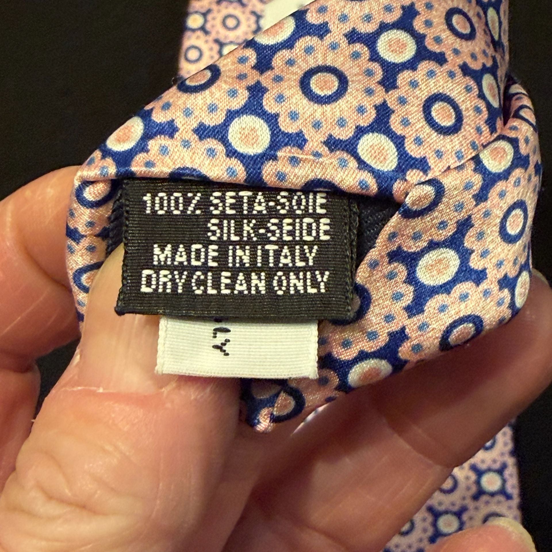 Barneys New York Silk Geometric Tie Blue Pink Made In Italy 4