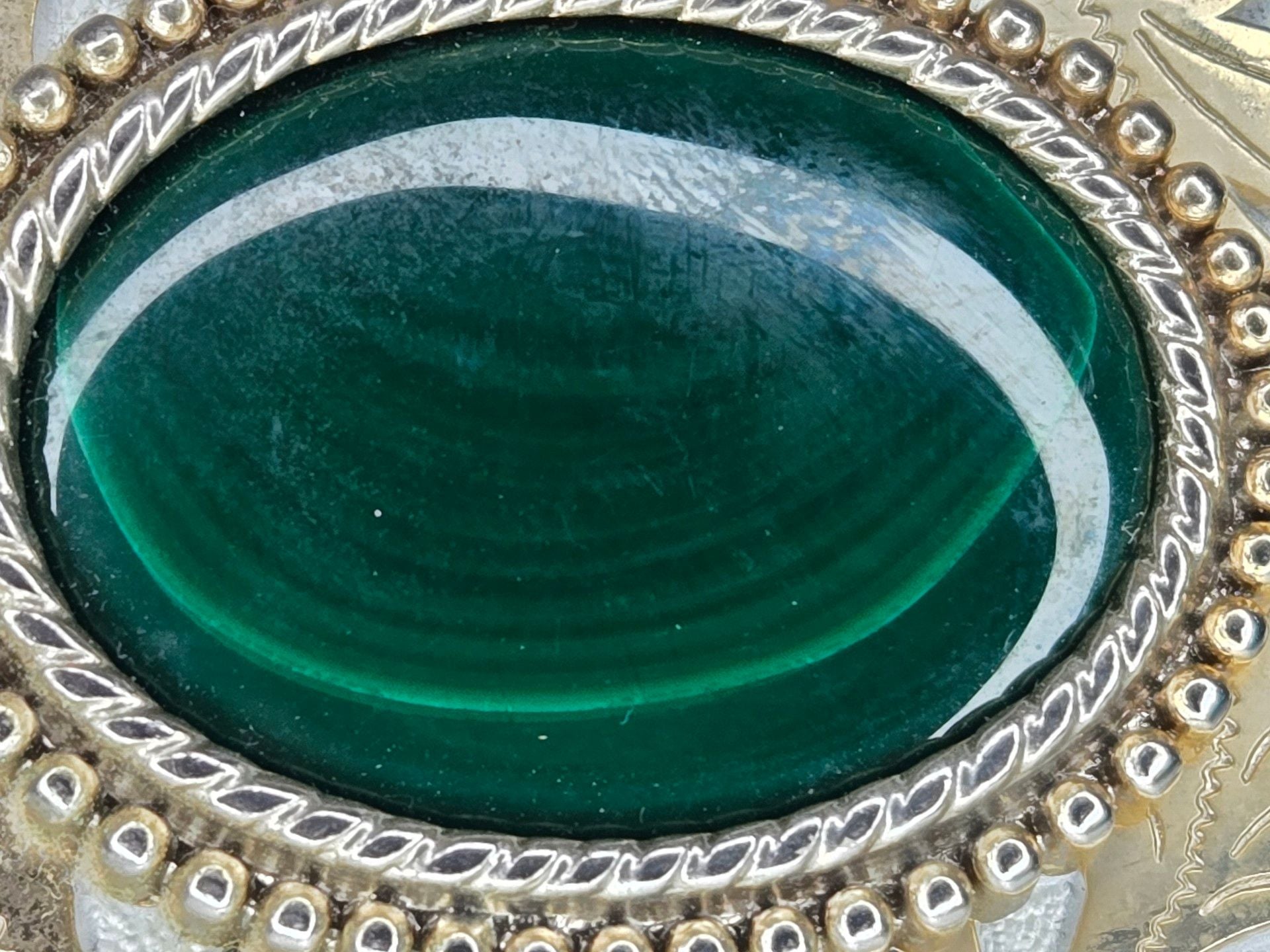 Michael Surges Handcrafted Western Leather Belt Size 38 Green Stone 10