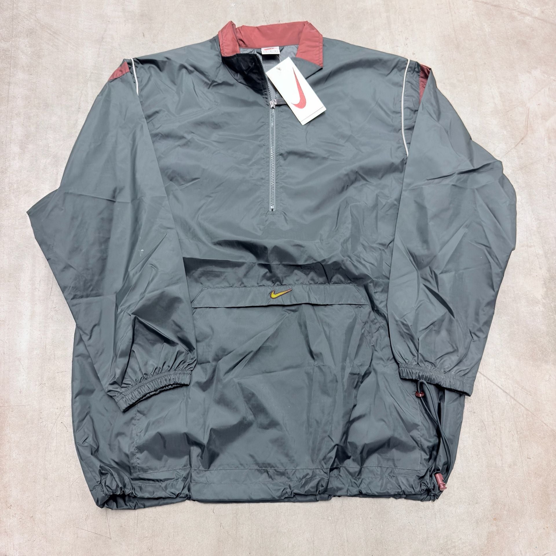 Nike Vintage 1/4 Zip Anorak Windbreaker Jacket Size L Gray Red 2