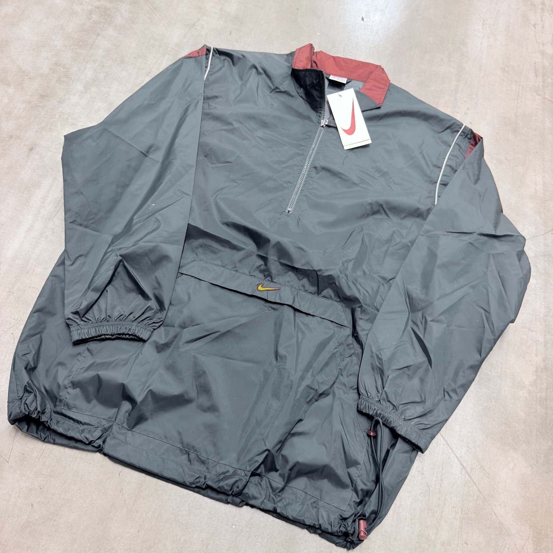 Nike Vintage 1/4 Zip Anorak Windbreaker Jacket Size L Gray Red 3