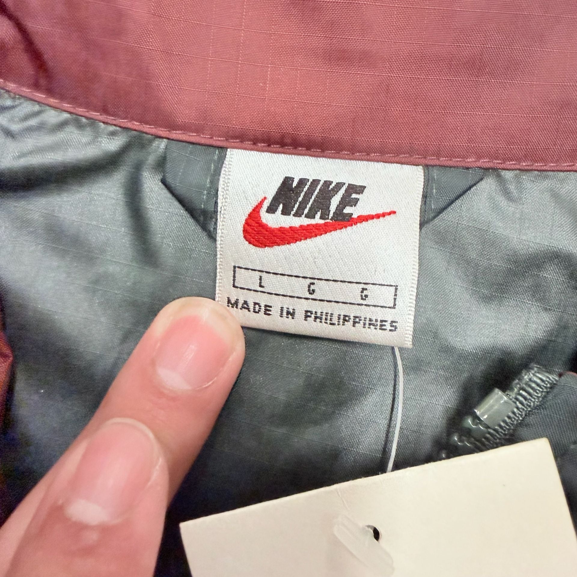 Nike Vintage 1/4 Zip Anorak Windbreaker Jacket Size L Gray Red 4