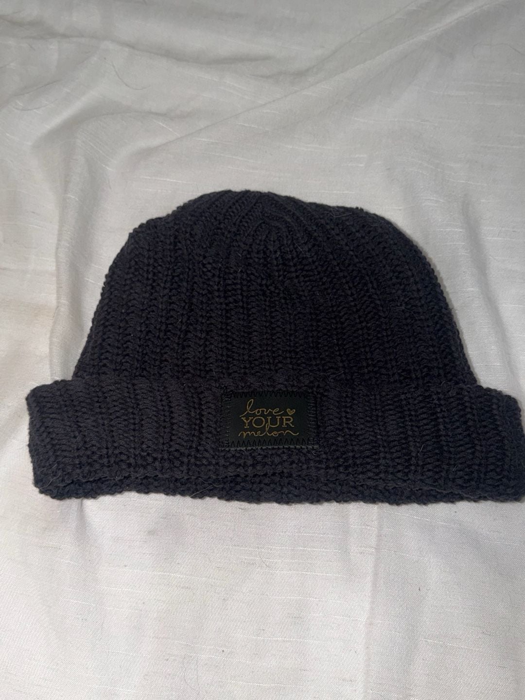 Love Your Melon Black Ribbed Knit Cuffed Beanie Hat 2