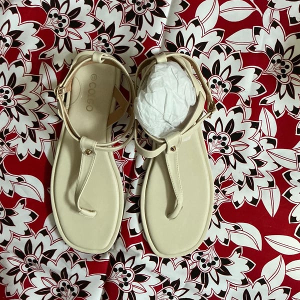 Colgo Thong Flat Sandals, Casual Women T-Strap Dress Sandals with Adjustable Ankle Buckle for Summer Wedding, White/Sdl, 6: Buy Online at Best Price in UAE -