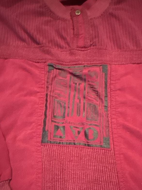 Street Scenes Sweater Size L Red Vintage 90s Ribbed Graphic Polo 3