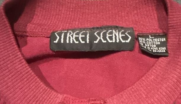 Street Scenes Sweater Size L Red Vintage 90s Ribbed Graphic Polo 4