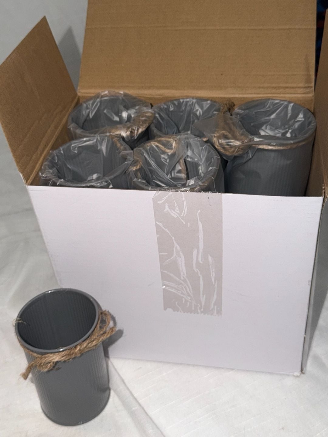 Domensi 4.33 Inch Farmhouse Vase Gray 12 Pcs 2