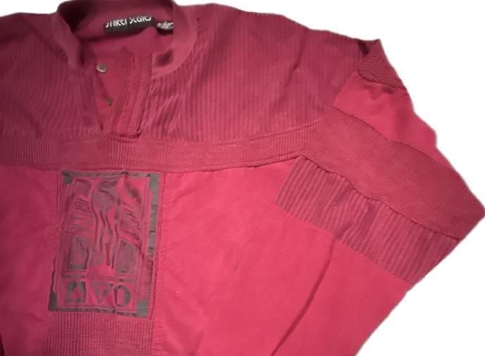 Street Scenes Sweater Size L Red Vintage 90s Ribbed Graphic Polo 6