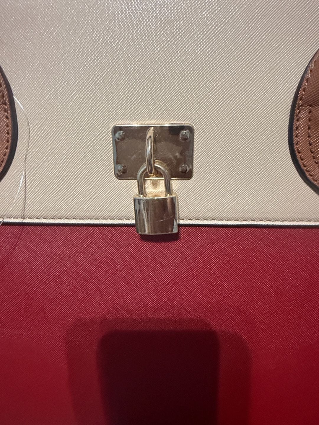 Chic & Savvy Handbags Tri-Color Satchel Handbag Red Beige Brown 4
