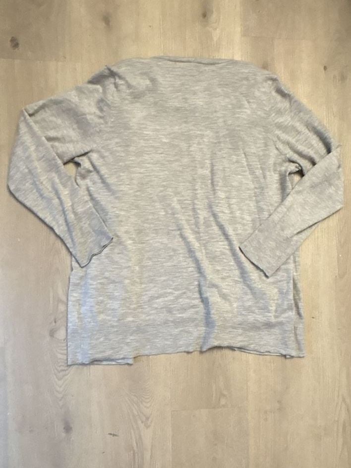 Eileen Fisher 100% Cashmere Open Front Draped Cardigan Size L Heather Gray 5