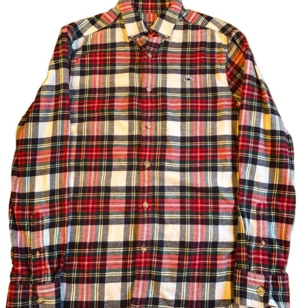 Vineyard Vines Plaid Flannel Shirt Size S Red Green Long Sleeve h1579