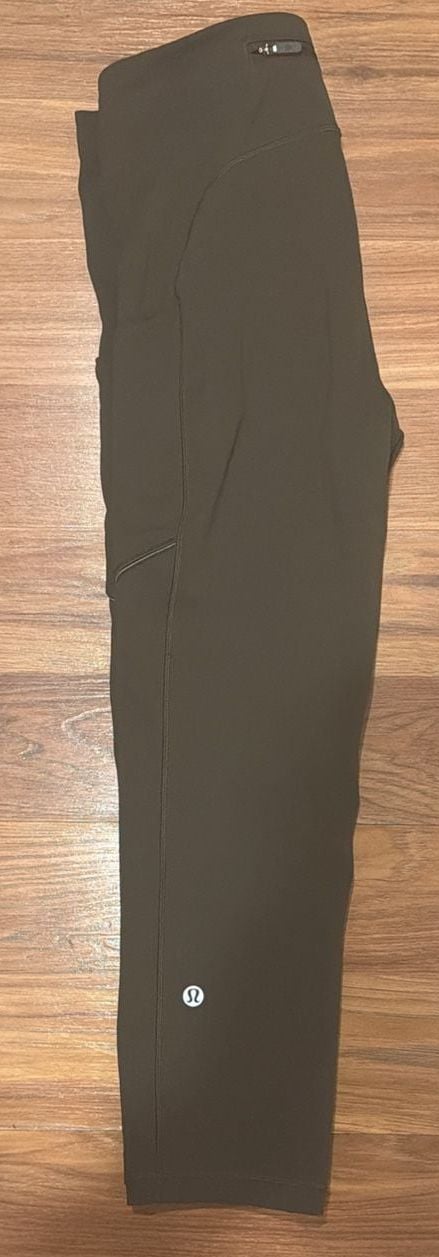 Lululemon Time To Sweat Crop Dark Olive Green Yoga Running Leggings 2