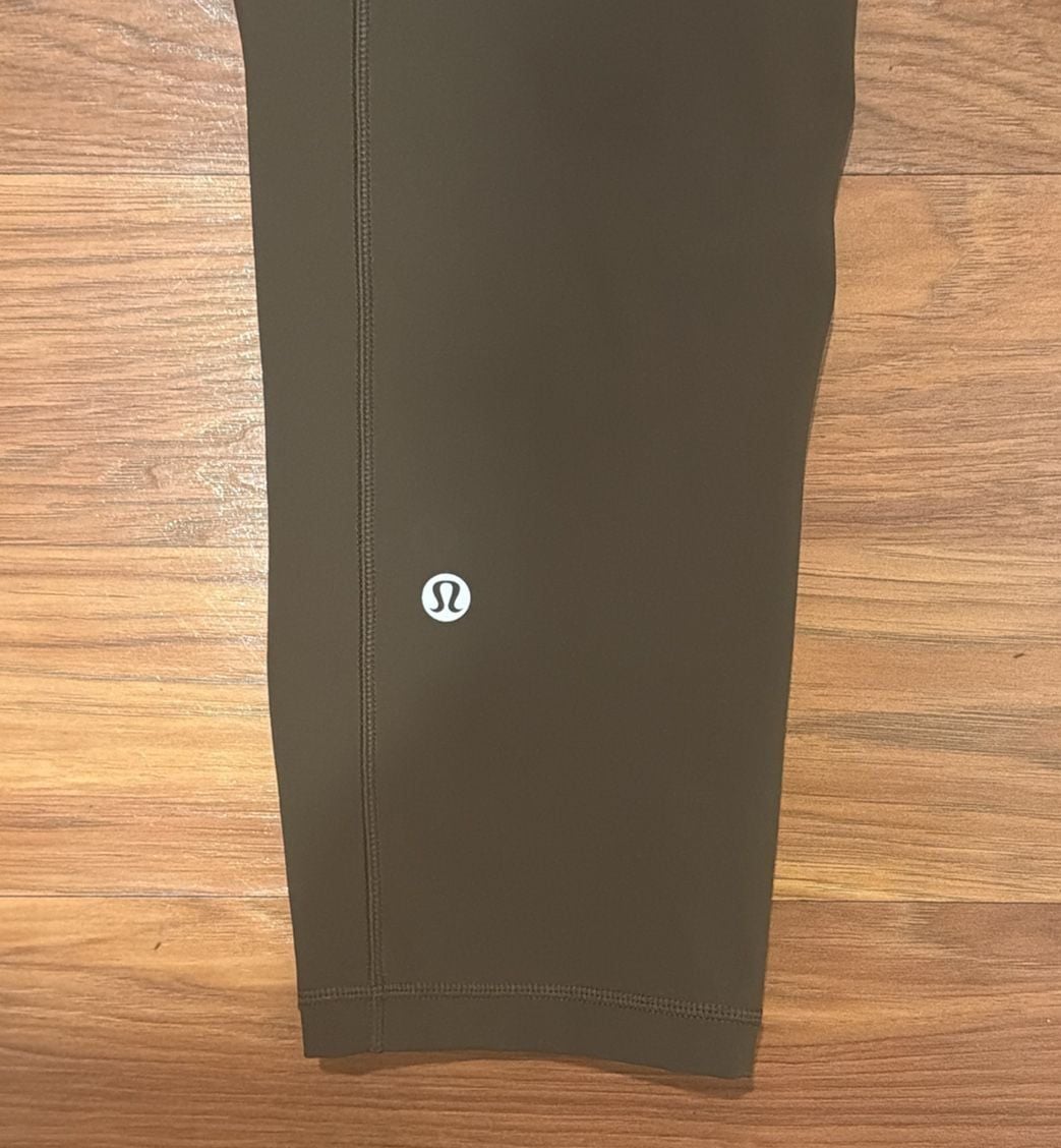 Lululemon Time To Sweat Crop Dark Olive Green Yoga Running Leggings 3