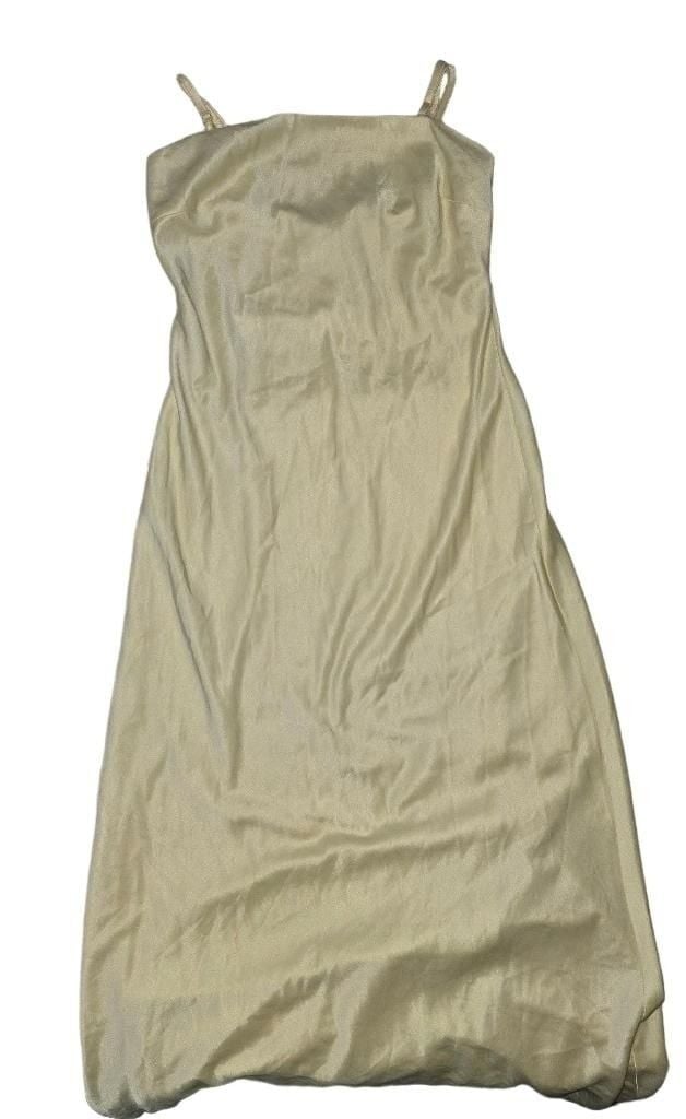 Satin Slip Dress Yellow Midi 3