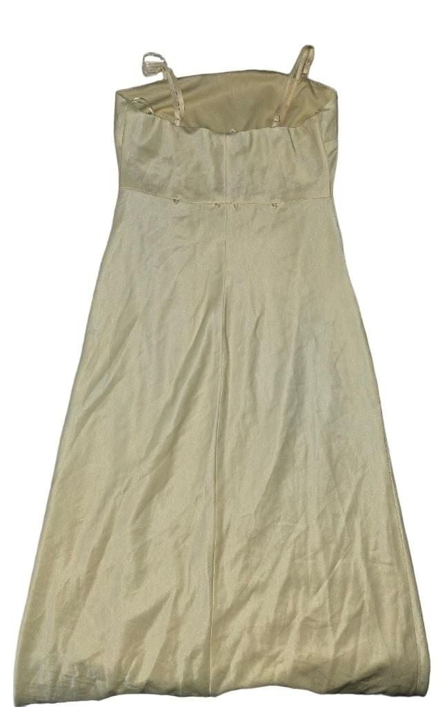 Satin Slip Dress Yellow Midi 4