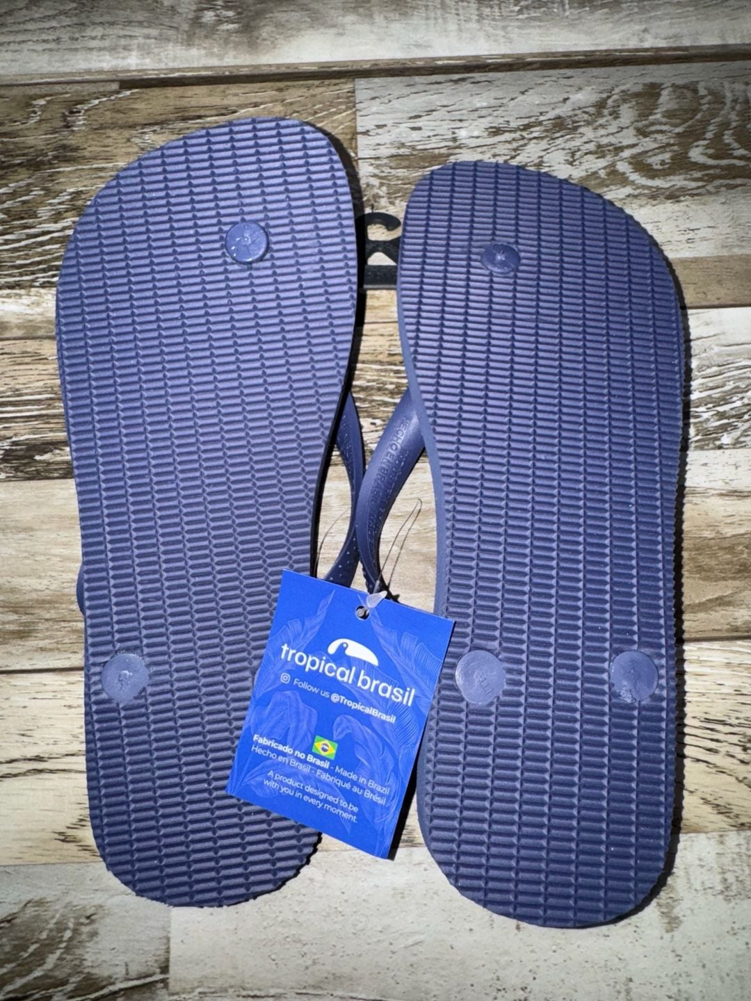 Tropical Brasil Unisex Flip Flops Size USA 7M Navy Anchor Nautical 3