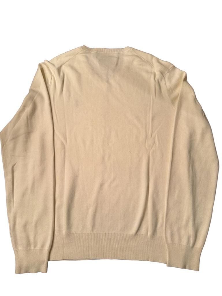 Polo Ralph Lauren V-Neck Sweater Size L Cream Pima Cotton 6