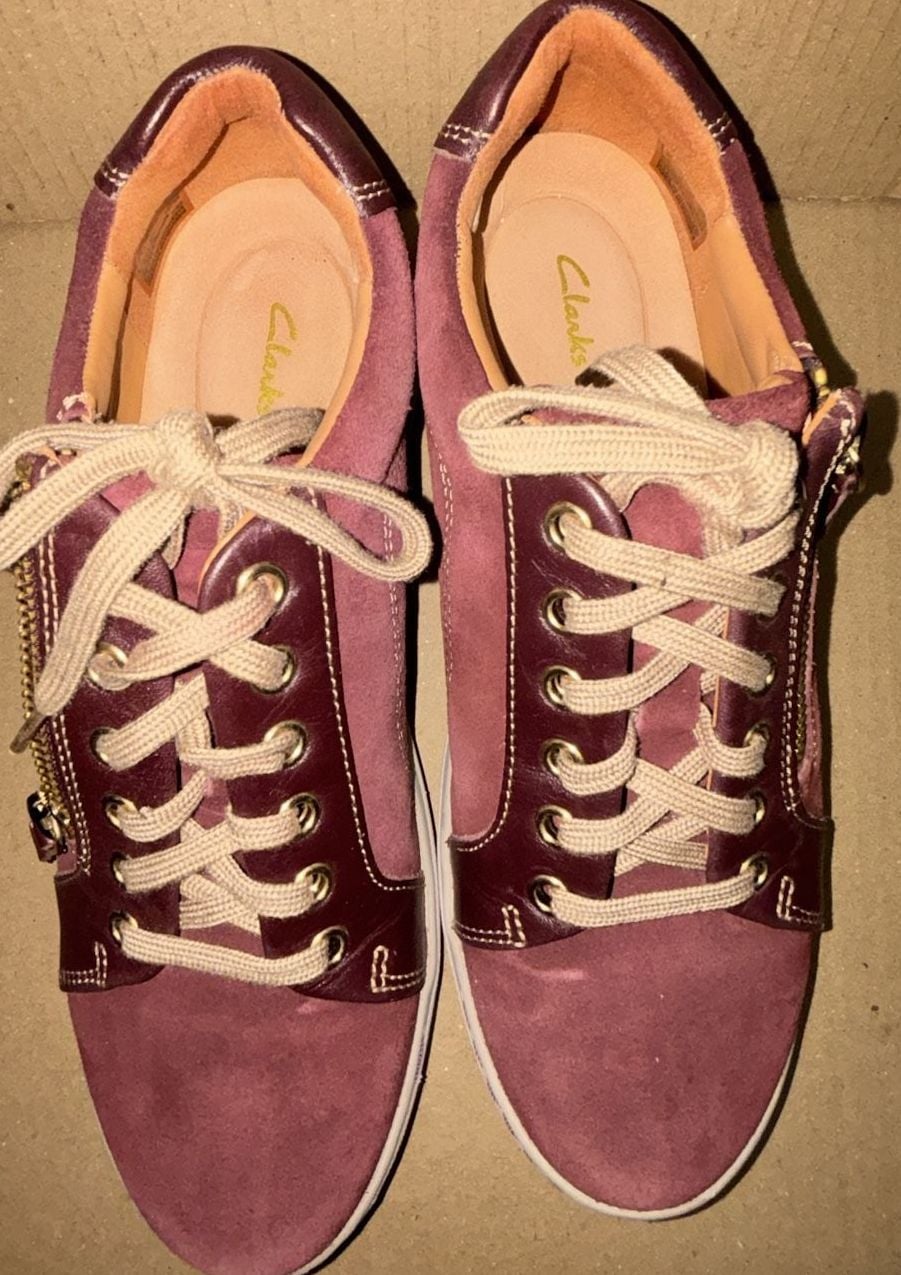 Clarks Nalle Lace Burgundy Suede Sneakers 2