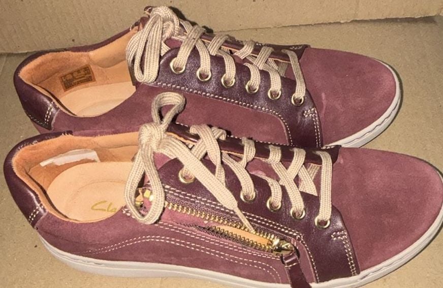Clarks Nalle Lace Burgundy Suede Sneakers 5