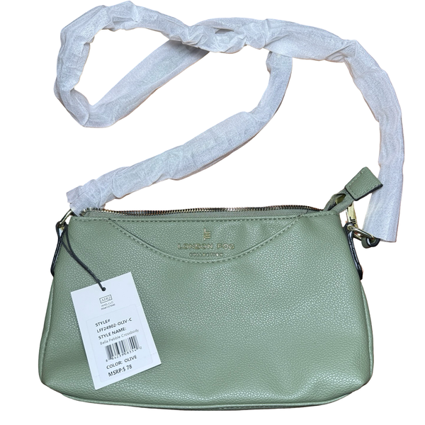 LF London Fog Collection Bella Pebble Crossbody Purse - Olive - NEW W/ Tags